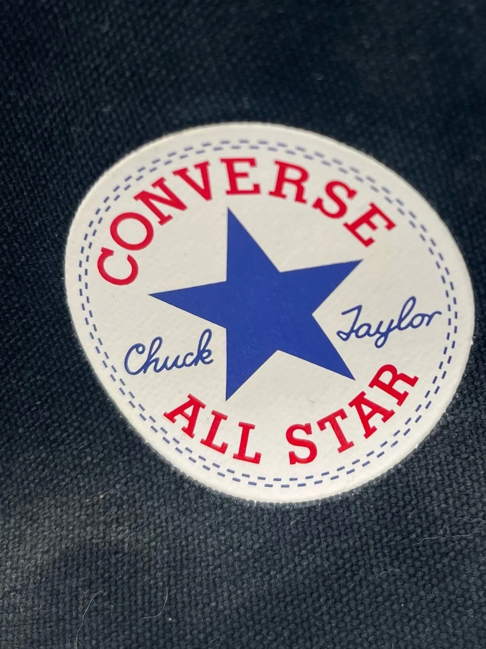 Converse All Star High Top Sneakers - Black & White with Blue Star Chuck Taylor - Picture 5 of 8